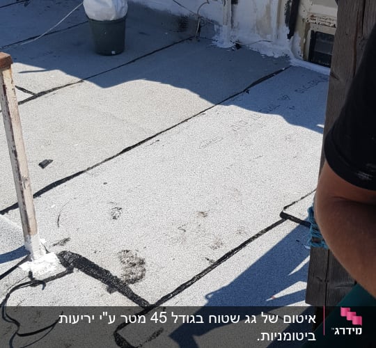 גג אטום עם חומר איטום לבן ודלי על הגג